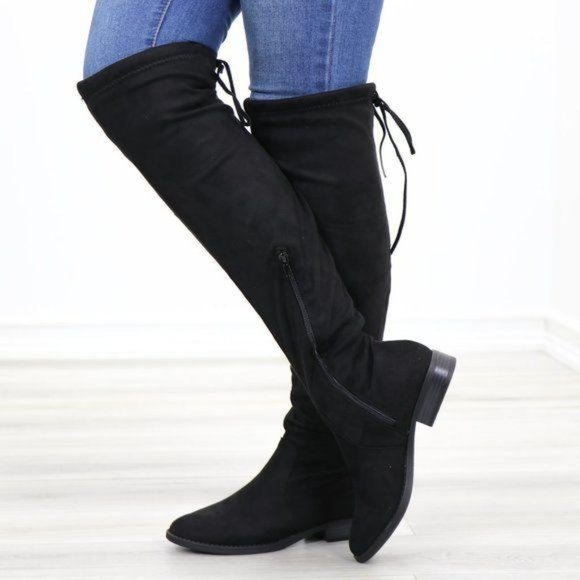 Sexy Over The Knee Boots With Lace Up Back - Picture 2 of 13